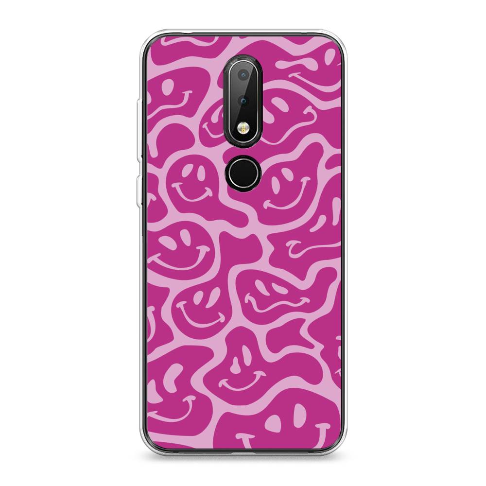 

Чехол на Nokia X6 "Расплывчатые смайлики розовые", Фиолетовый, 121450-6