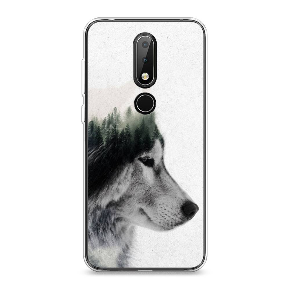 

Чехол на Nokia X6 "Волк лес", Серый;белый, 121450-1