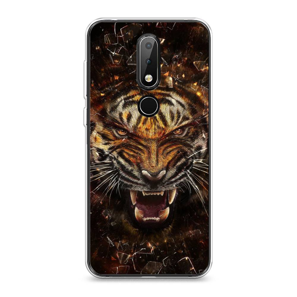 

Чехол на Nokia X6 "Тигр осколки", Оранжевый;серый;черный, 121450-1