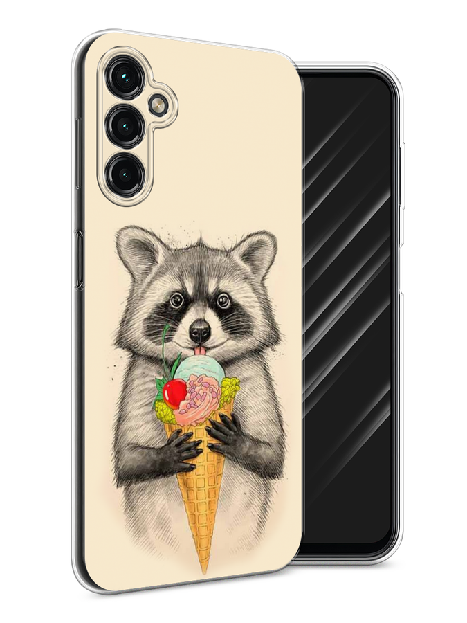 

Чехол Awog на Samsung Galaxy A24 "Енот с мороженым", Бежевый;серый, 2108050-10