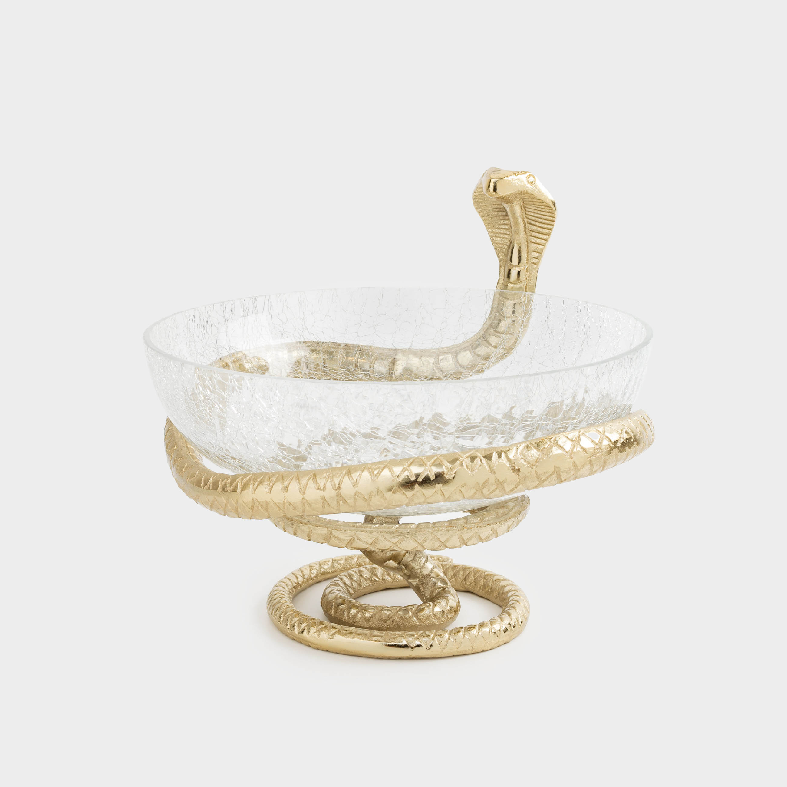 

Блюдо на ножке, 24х22 см, металл/стекло, бронзовое, Змея, Snake bronze