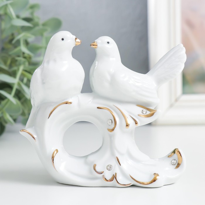 

Сувенир керамика "Голубки белоснежные" стразы 9,5х11х4,2 см, Белый