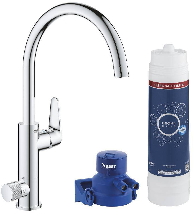 фото Смеситель для кухни grohe blue pure minta с функцией фильтрации, хром (119709)