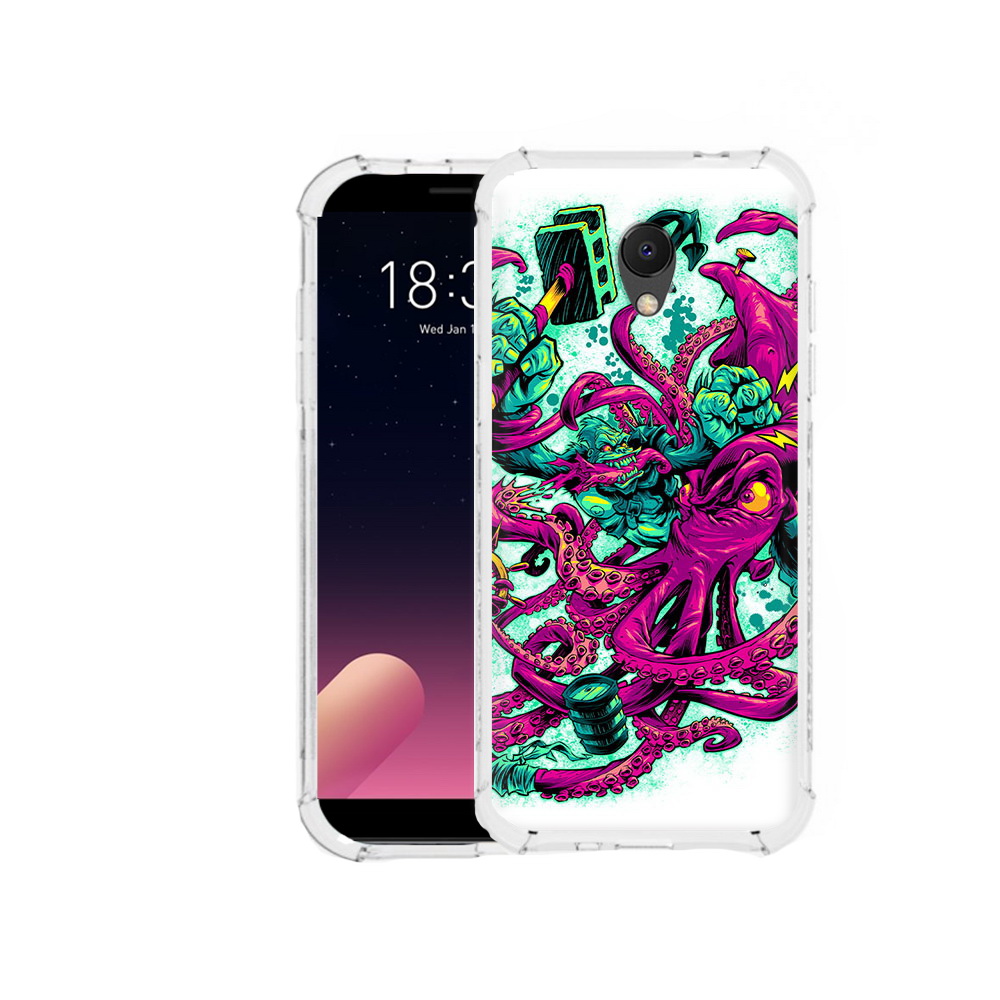 

Чехол MyPads Tocco для Meizu M6S фиолетовый кракен, Прозрачный, Tocco