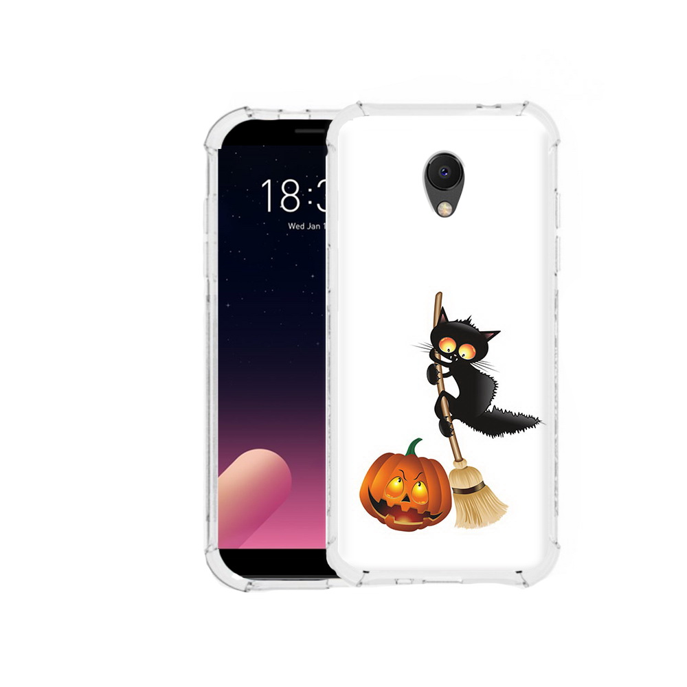 

Чехол MyPads Tocco для Meizu M6S хэлуинский котик, Прозрачный, Tocco