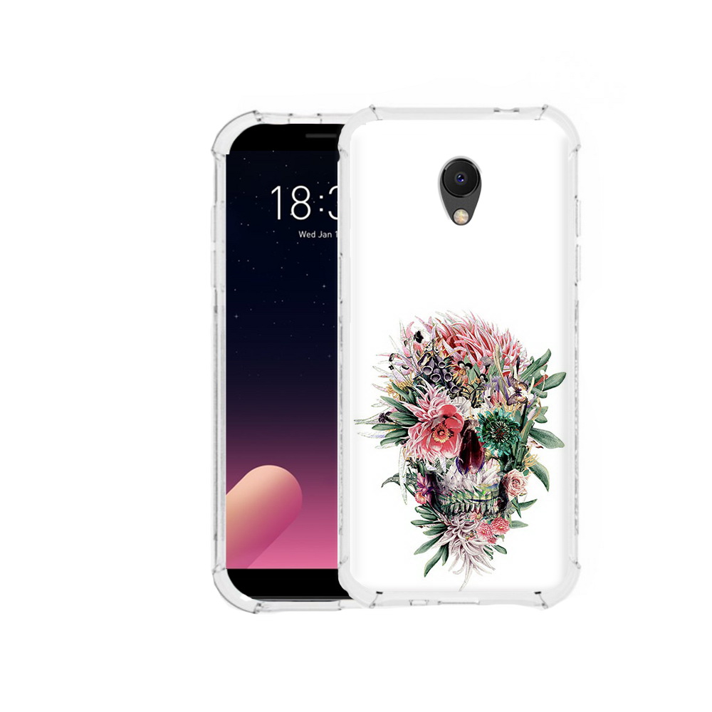 

Чехол MyPads Tocco для Meizu M6S череп из цветов, Прозрачный, Tocco