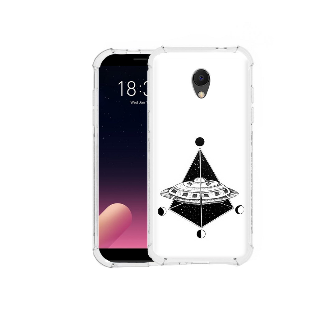 

Чехол MyPads Tocco для Meizu M6S черно белая летающая тарелка, Прозрачный, Tocco