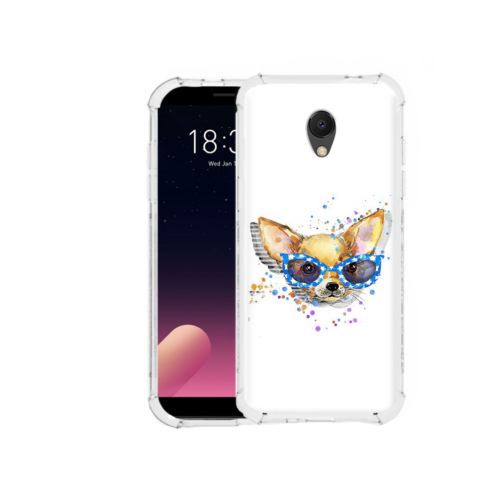 

Чехол MyPads Tocco для Meizu M6S чихуа-хуа в очках, Прозрачный, Tocco