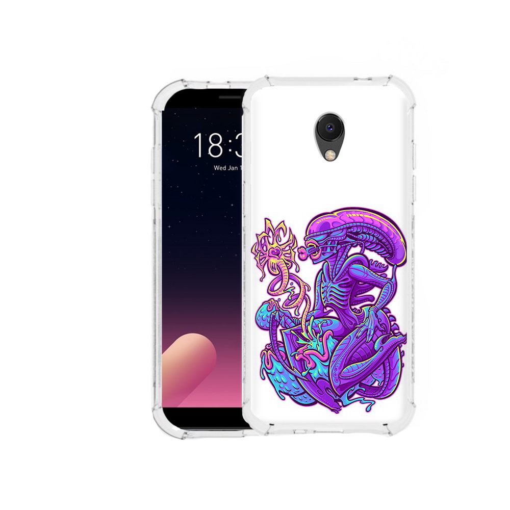 

Чехол MyPads Tocco для Meizu M6S чужой фиолетовый цвет, Прозрачный, Tocco
