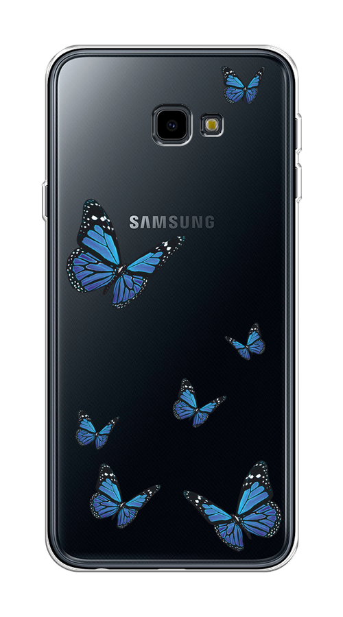 

Чехол на Samsung Galaxy J4 Plus 2018 "Blue butterflies", Синий;черный, 26850-1