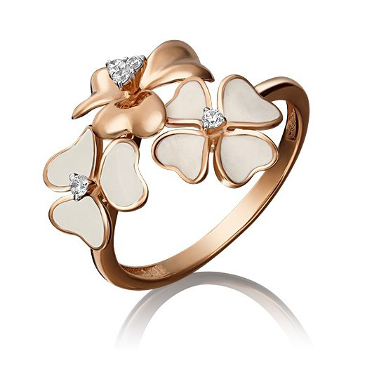 

Кольцо из красного золота с фианитом/эмалью р. 18,5 PLATINA jewelry 01-4764-00-401-1110-25, 01-4764-00-401-1110-25