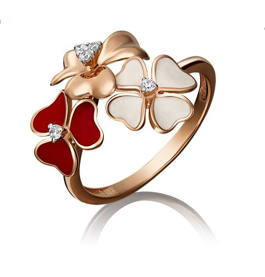 

Кольцо из красного золота р. 18 PLATINA jewelry 01-4764-01-401-1110-25, фианит/эмаль, 01-4764-01-401-1110-25