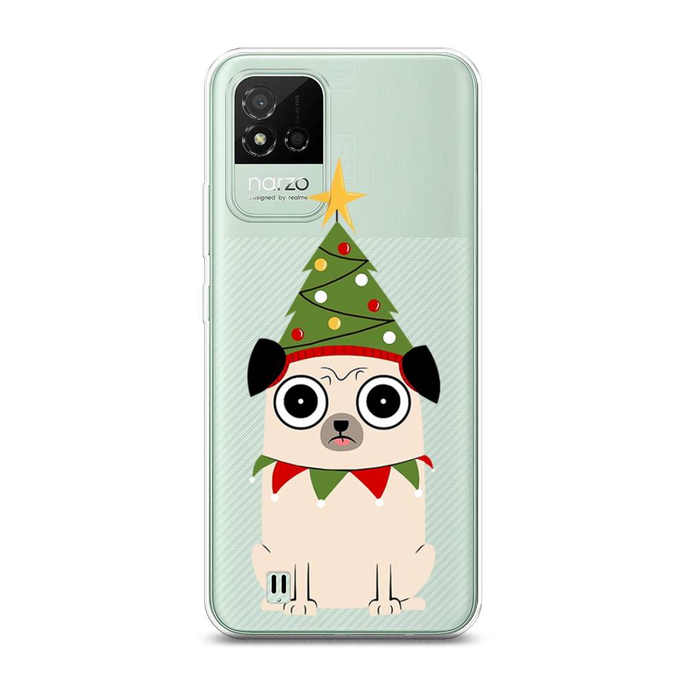 

Чехол на Realme Narzo 50i "Собачка с ёлочкой", Бежевый;красный;зеленый, 2510050-1
