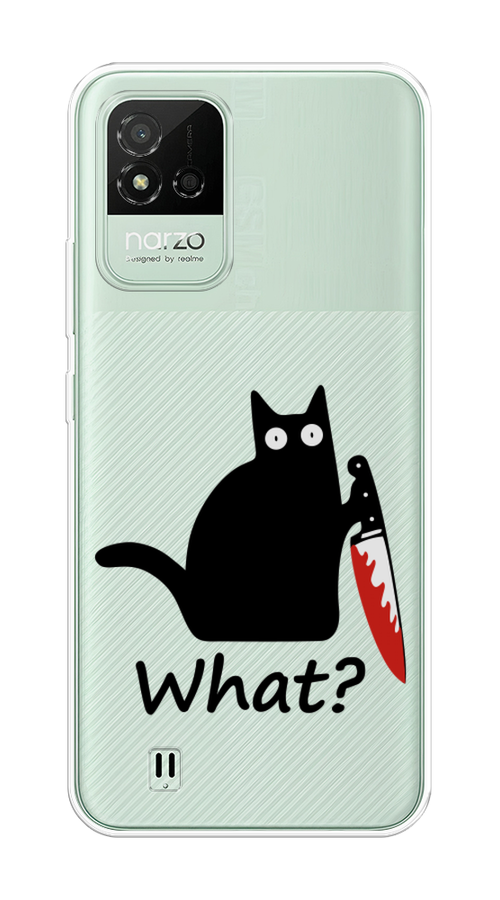 

Чехол на Realme Narzo 50i Котик с ножом, Черный;красный, 2510050-6
