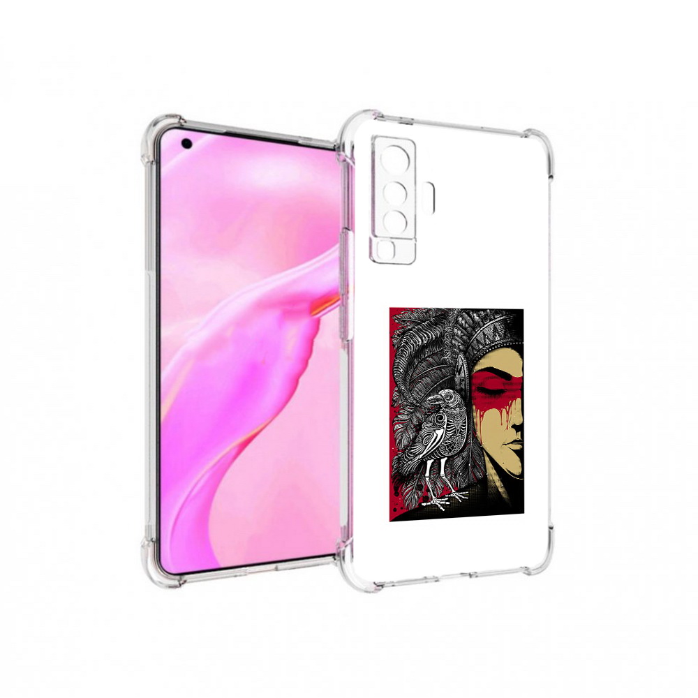 

Чехол MyPads Tocco для Vivo X50 девушка с вороном в абстракции (PT226969.391.311), Прозрачный, Tocco