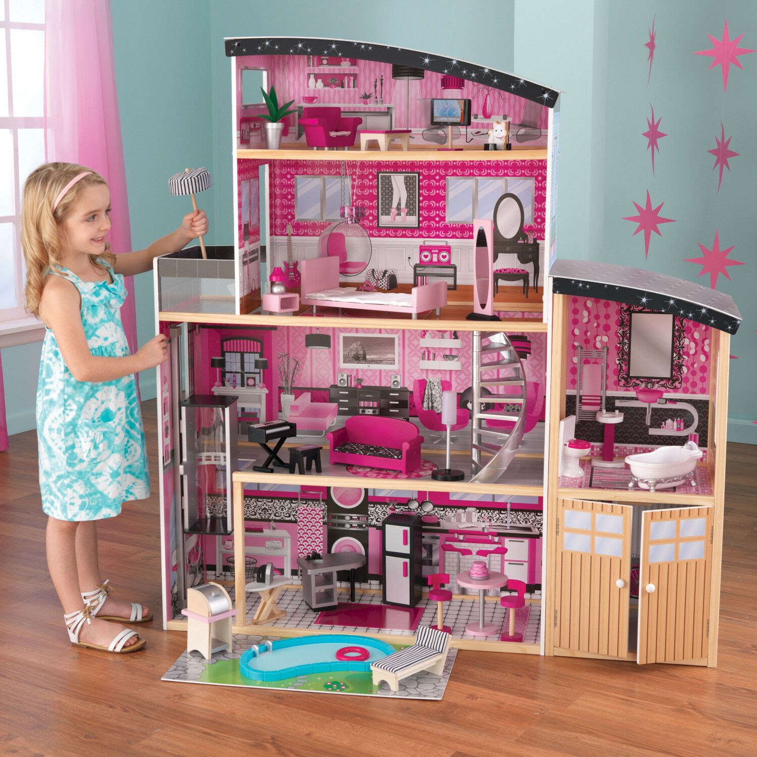 

Домик для Barbie Kidkraft сияние 65826_KE, Розовый;белый, Домик для барби сияние