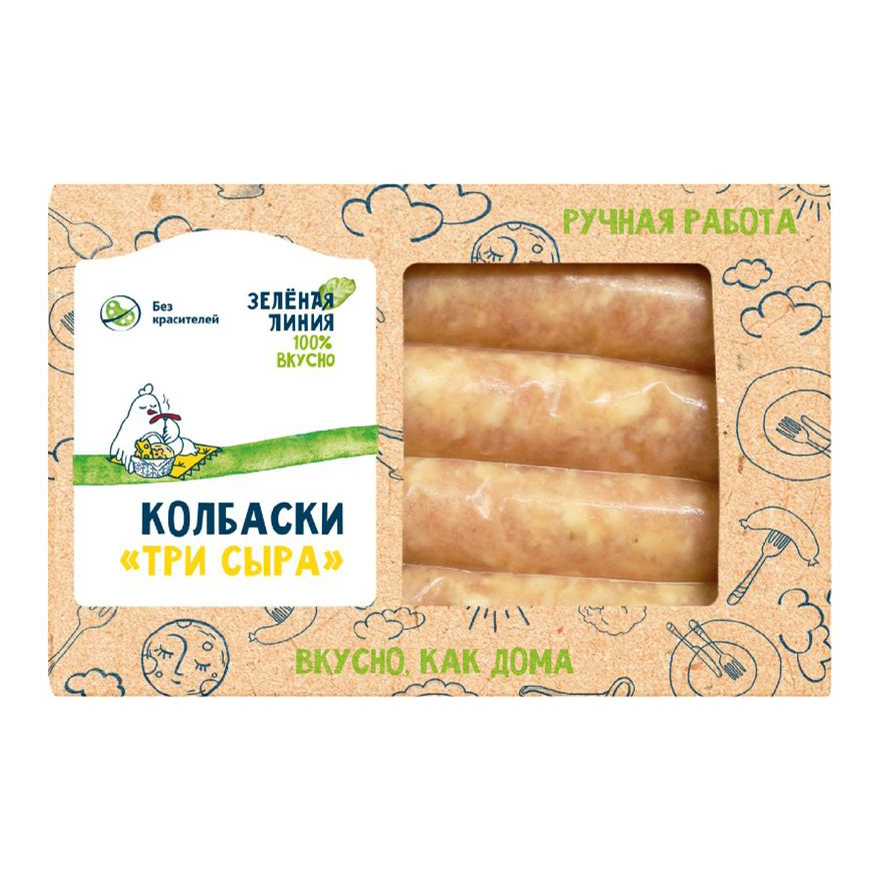 

Колбаски Зелёная линия Три сыра охлажденные 400 г