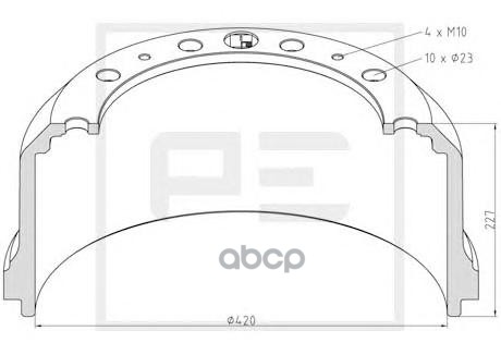 066434-00A _барабан тормозной 420x180192 H227 D290335 n10x23 SAF RS 9042ТОНАР 14630₽