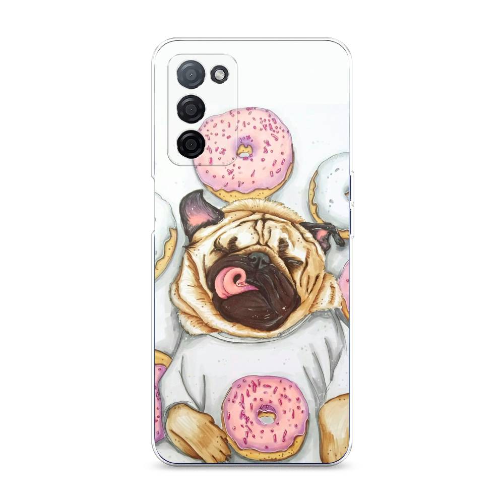 

Чехол на Oppo A55s 5G "Счастливый мопс", Розовый;бежевый;коричневый, 2510150-1