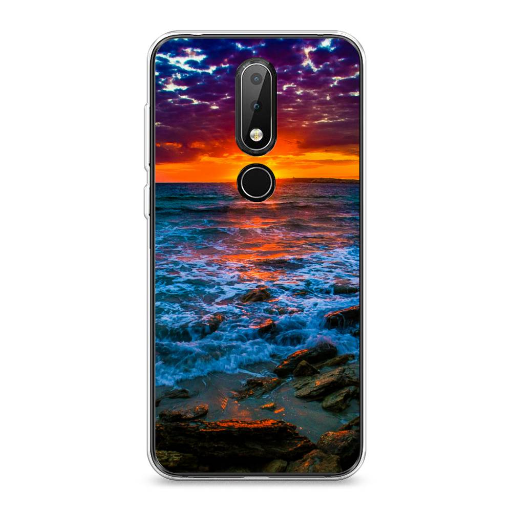 

Чехол на Nokia X6 "Закат 1", Оранжевый;синий, 121450-2