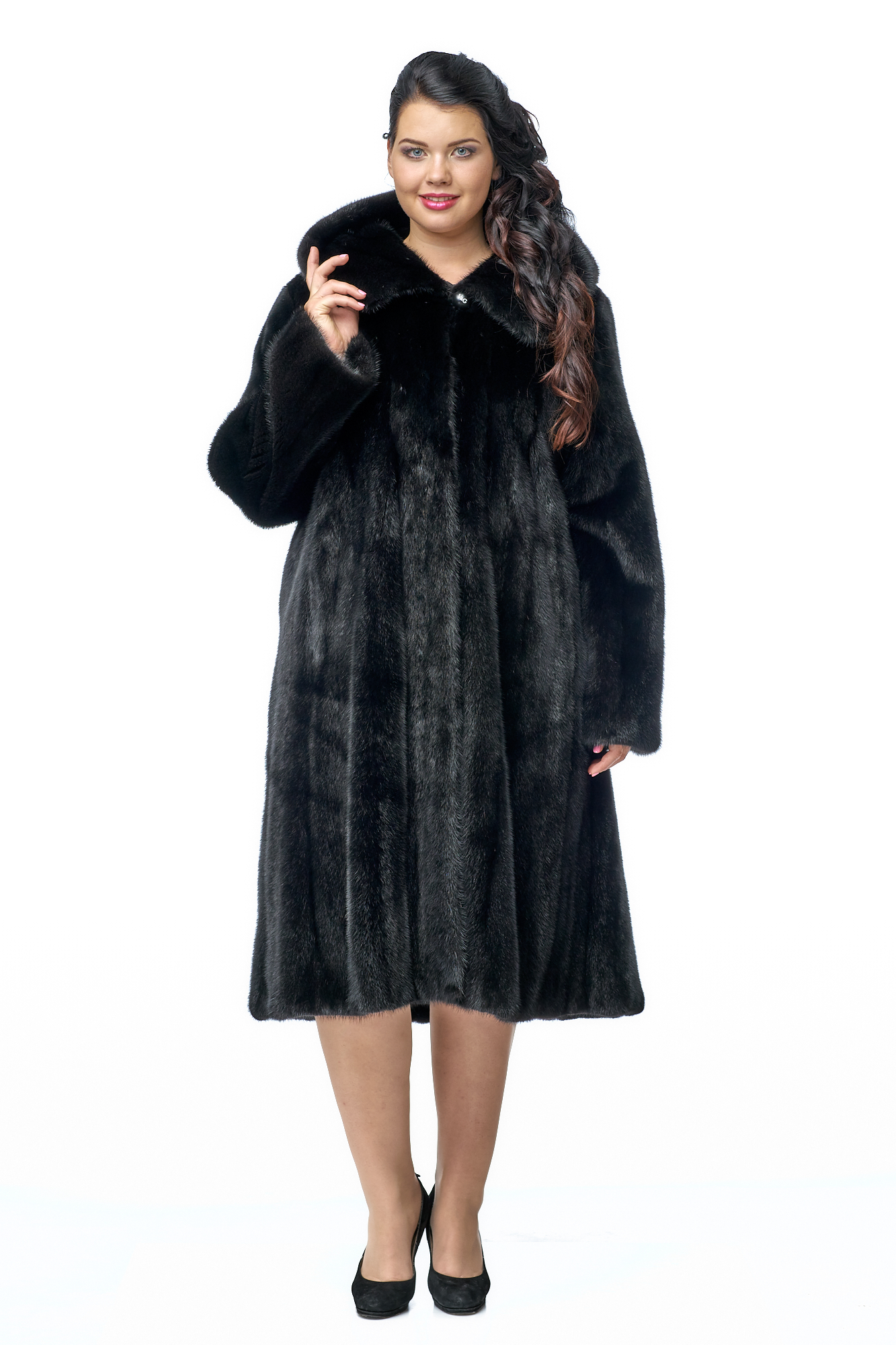 

Шуба женская МОСМЕХА 8005939 черная 52 RU, Черный, 8005939