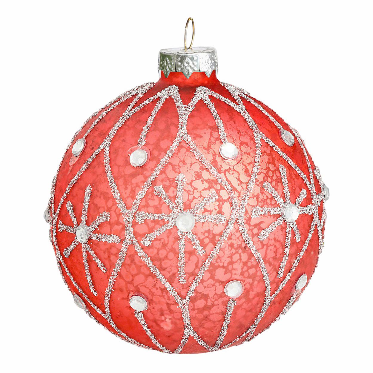 Елочный шар Baoying yiwen серебряно-красный 8 см