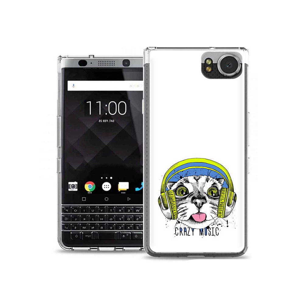 Чехол MyPads Tocco для BlackBerry KeyOne кошка в наушниках рисунок