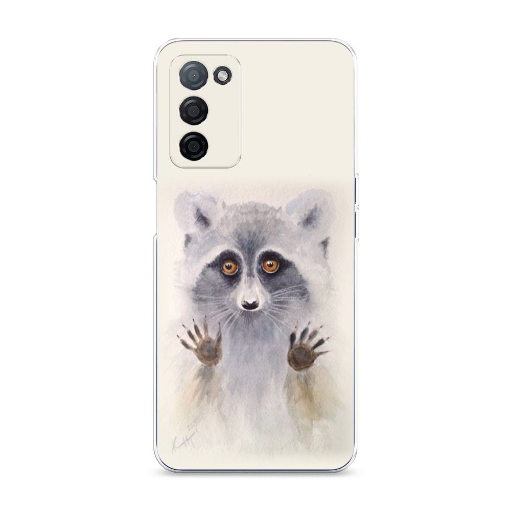 

Чехол на Oppo A55s 5G "Енот за стеклом", Бежевый;серый, 2510150-4