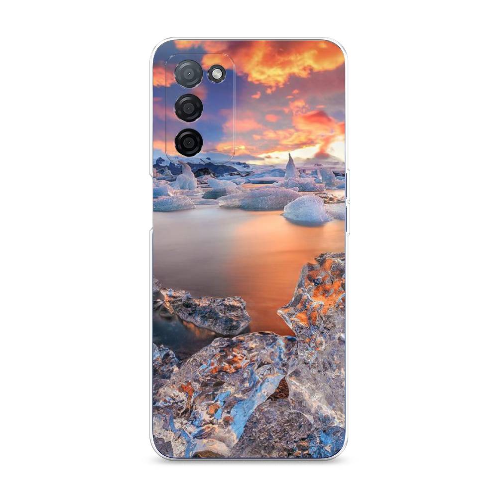 

Чехол на Oppo A55s 5G Ледники, Синий;оранжевый, 2510150-2
