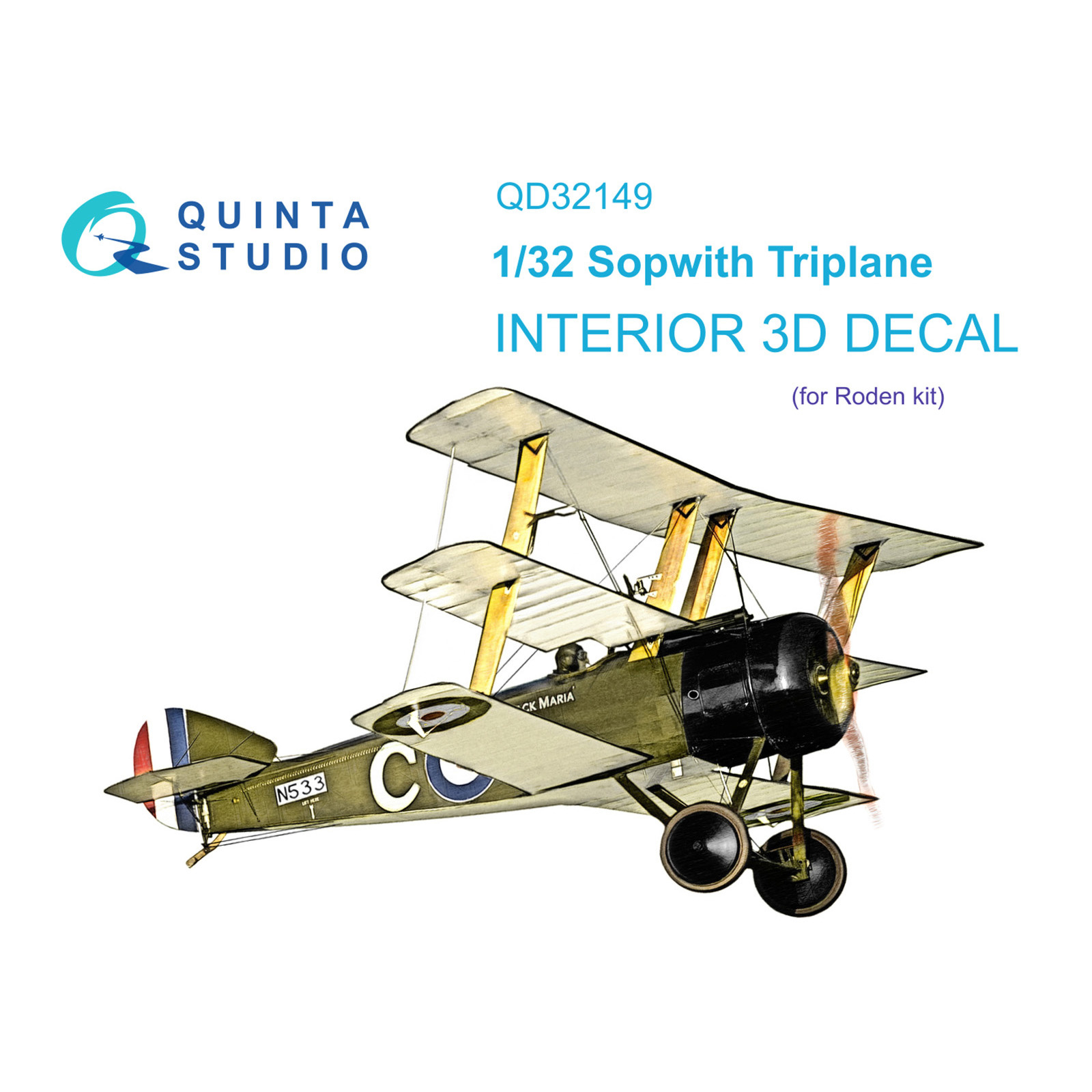 

3D Декаль интерьера Quinta Studio 1/32 кабины Sopwith Triplane Roden QD32149, Цветной