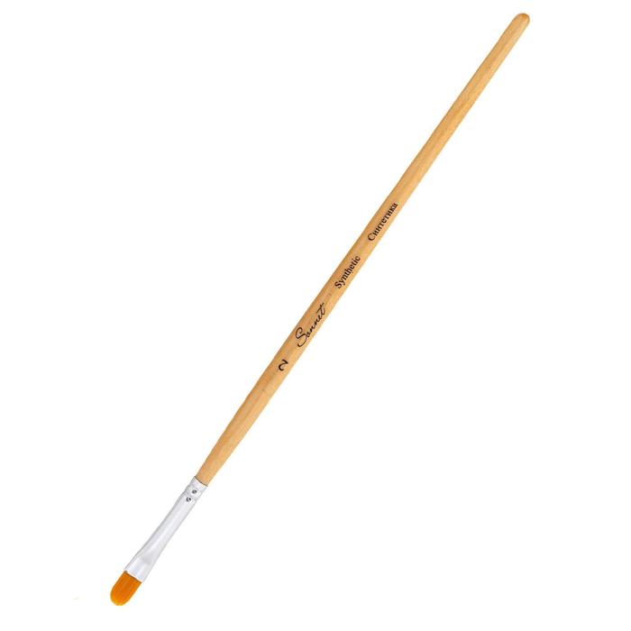 фото Кисть синтетика овальная зхк сонет № 2 5 мм, короткая ручка с покрытием лака невская палитра