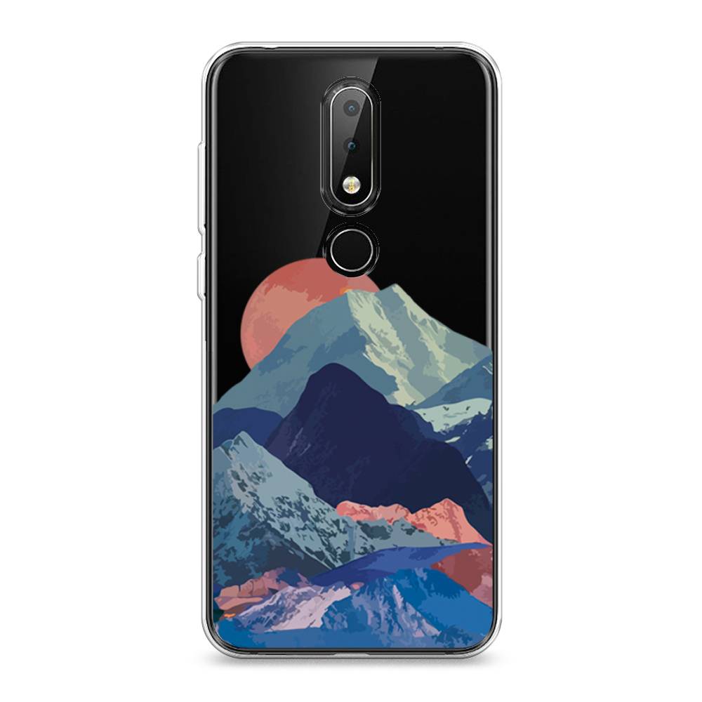 

Чехол на Nokia X6 "Закат в снежных горах", Красный;серый;голубой, 121450-2