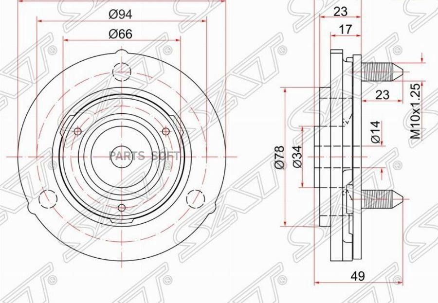 Опора Передней Стойки Toyota Prado/Surf Sat арт. ST-48609-35030