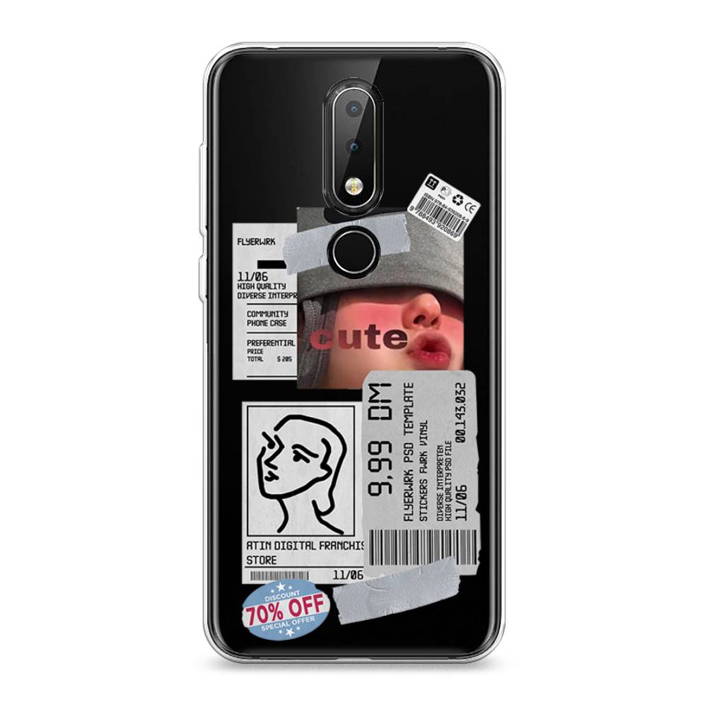 

Чехол на Nokia X6 "Cute girl collage", Розовый;серый;голубой, 121450-6