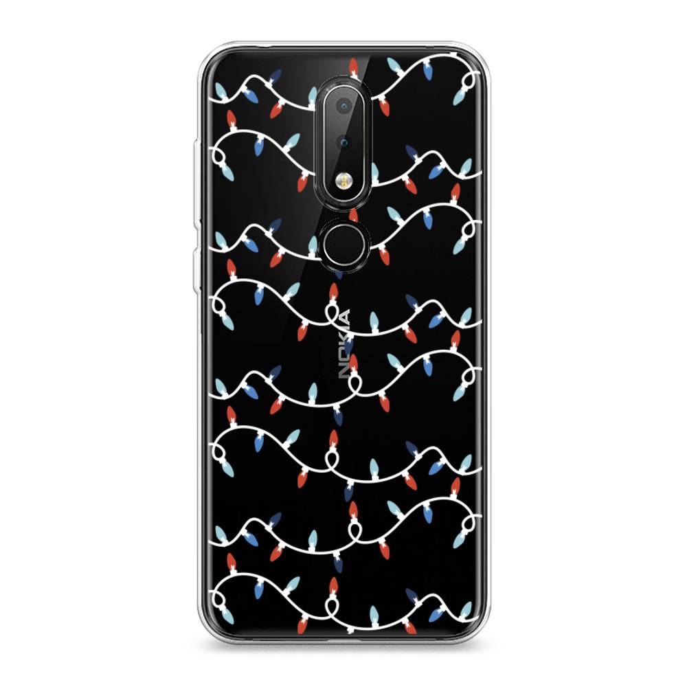 

Чехол на Nokia X6 "Разноцветная гирлянда", Белый;красный;синий, 121450-5
