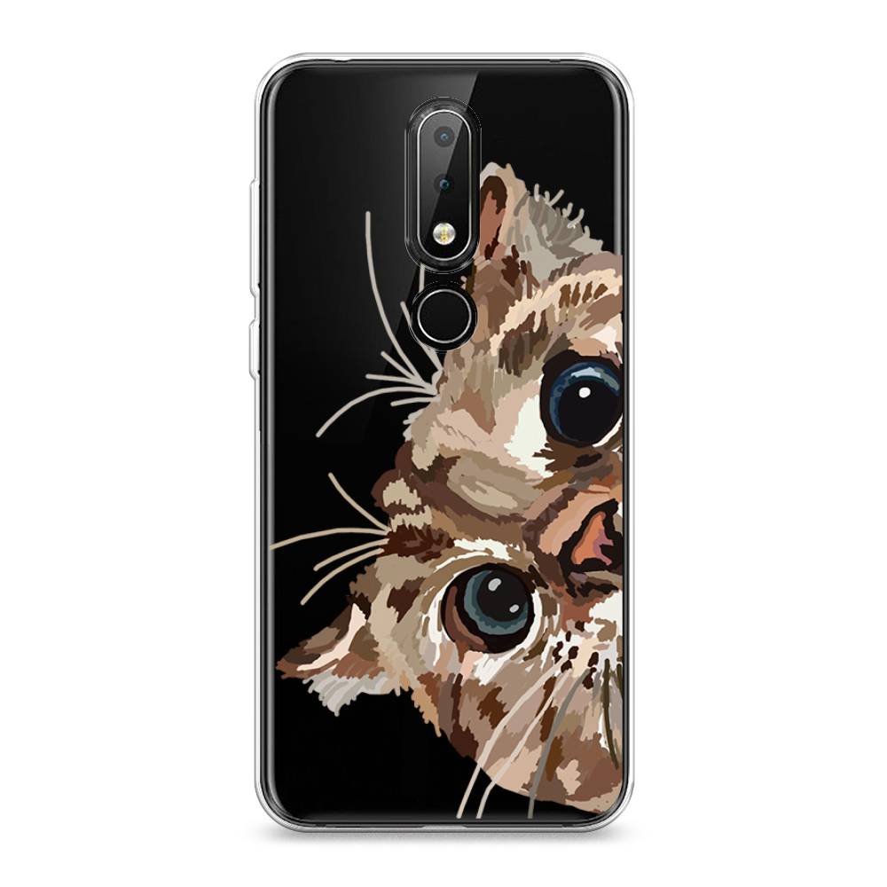 

Чехол на Nokia X6 "Любопытный кот", Коричневый;синий;черный, 121450-1