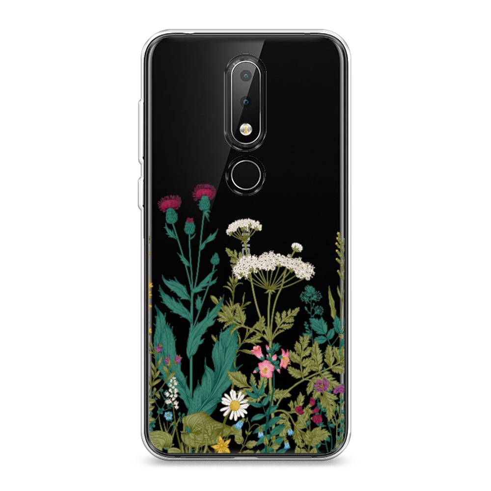 

Чехол на Nokia X6 "Дикие полевые цветы", Зеленый;розовый;белый, 121450-2