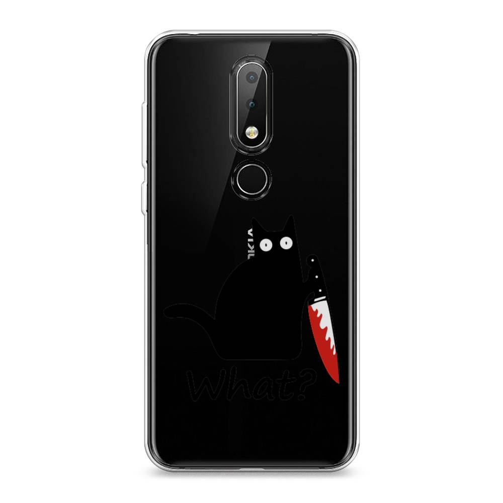 

Чехол на Nokia X6 "Котик с ножом", Черный;красный, 121450-6