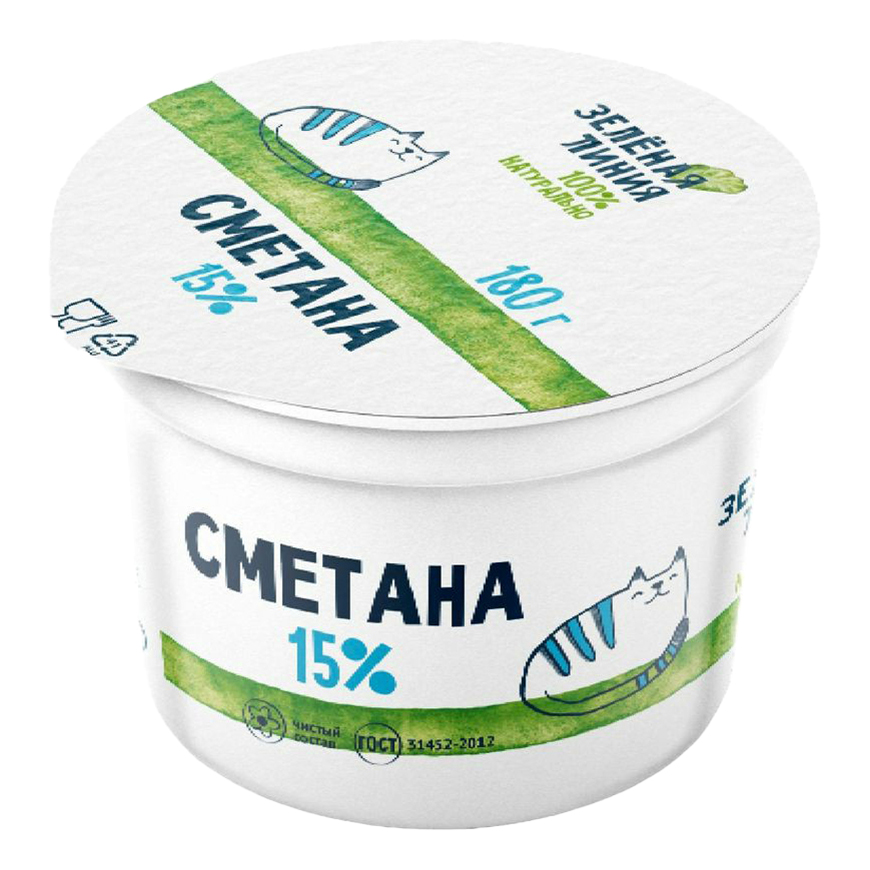 

Сметана Зелёная линия 15% 180 г