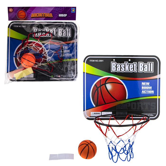 Баскетбольный набор 1toy с баскетбольным мячом 40х34 см Т22353