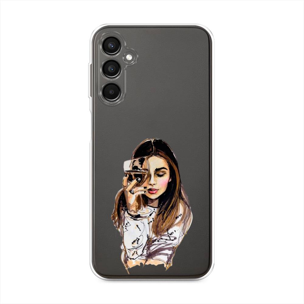 

Чехол Awog на Samsung Galaxy A24 "Девушка с бокалом", Бежевый;коричневый;белый, 2108050-7