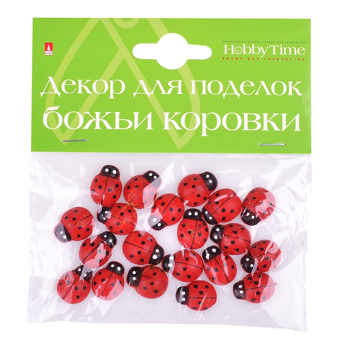 

Декор из дерева, крашеный Божьи коровки №12 , 12x15 мм Альт 2-363/12, Красный