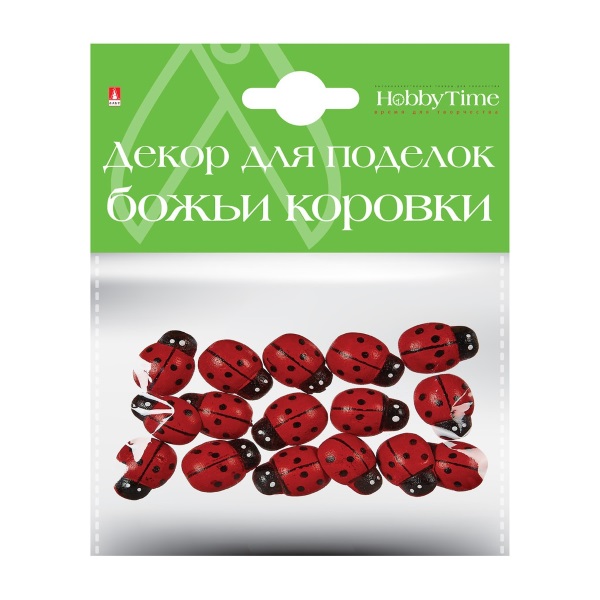 

Декор из дерева, крашеный Божьи коровки №13 , 14x19 мм Альт 2-363/13, Красный