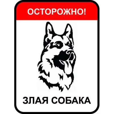Знак «Осторожно злая собака» собака на панель авто качающая головой сп4