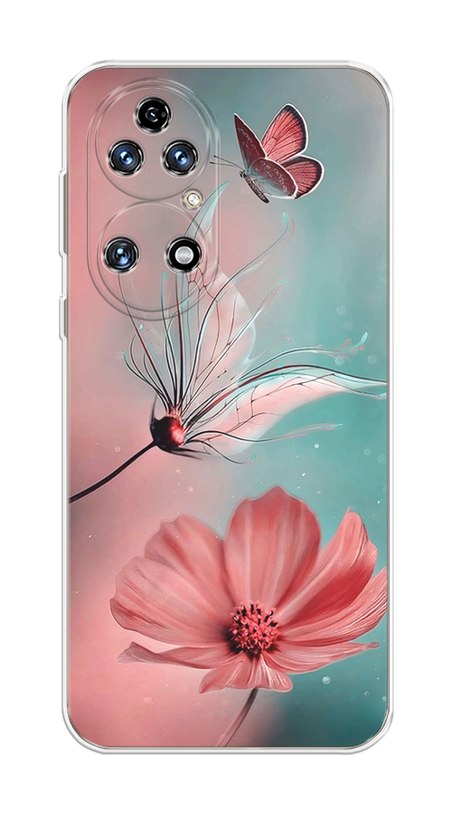 

Чехол на Huawei P50 "Бабочка и цветок", Голубой;розовый, 6104950-1