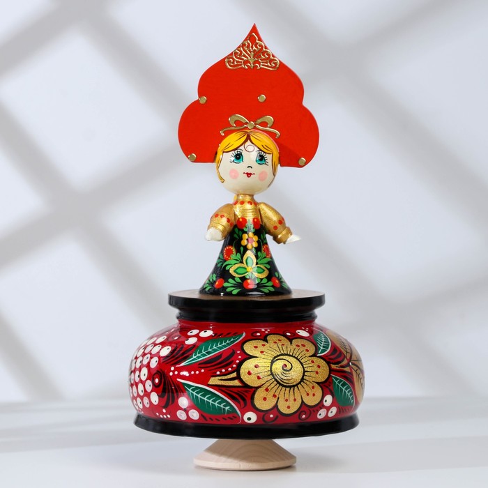

Сувенир музыкальный "Девочка", кудрина красная, ручная роспись, Разноцветный
