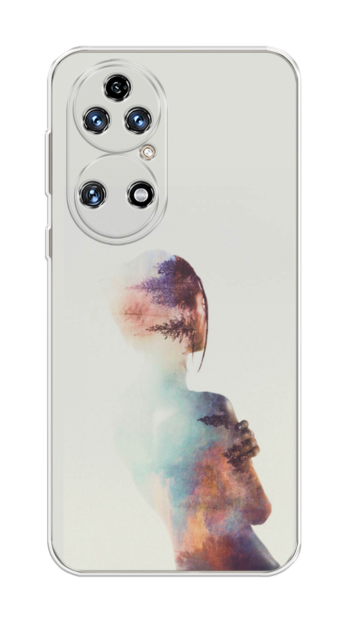 

Чехол на Huawei P50 "Девушка-лес", Розовый;голубой;серый, 6104950-1