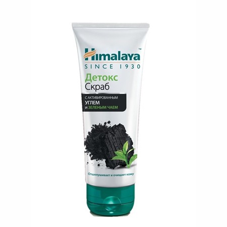 Скраб Детокс с активированным углём и зелёным чаем марки Himalaya Herbals 150 мл himalaya since 1930 средство детокс для умывания с активным углём и зелёным чаем detoxifying charcoal face wash