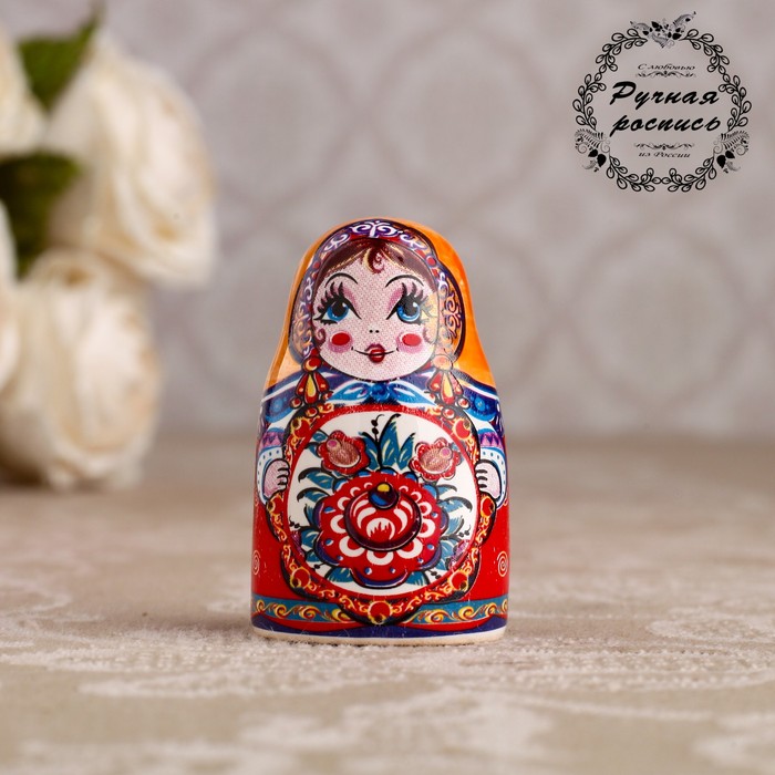 

Сувенир напёрсток Матрёшка. Цветок, керамика (2 шт), Разноцветный