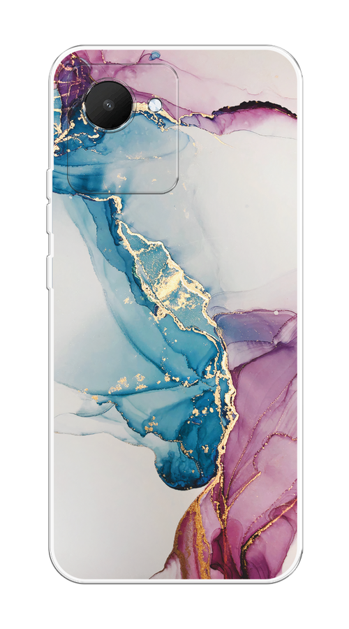 

Чехол на Realme C30 "Розовые разводы рисунок", Синий;розовый;золотистый, 2510550-3